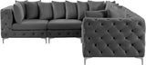 Tremblay Velvet Sectional Sofa - Luxurious Comfort with Modular Design & Gold Chrome Legs for Modern Homes