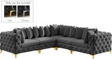 Tremblay Velvet Sectional Sofa - Luxurious Comfort with Modular Design & Gold Chrome Legs for Modern Homes