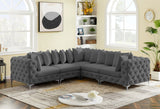 Tremblay Velvet Sectional Sofa - Luxurious Comfort with Modular Design & Gold Chrome Legs for Modern Homes
