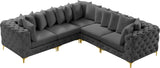 Tremblay Velvet Sectional Sofa - Luxurious Comfort with Modular Design & Gold Chrome Legs for Modern Homes