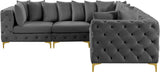 Tremblay Velvet Sectional Sofa - Luxurious Comfort with Modular Design & Gold Chrome Legs for Modern Homes