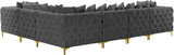 Tremblay Velvet Sectional Sofa - Luxurious Comfort with Modular Design & Gold Chrome Legs for Modern Homes