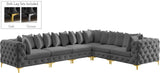 Tremblay Velvet Sectional Sofa - Luxurious Comfort with Modular Design & Gold Chrome Legs for Modern Homes