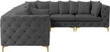 Tremblay Velvet Sectional Sofa - Luxurious Comfort with Modular Design & Gold Chrome Legs for Modern Homes