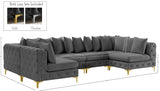 Tremblay Velvet Sectional Sofa - Luxurious Comfort with Modular Design & Gold Chrome Legs for Modern Homes