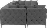 Tremblay Velvet Sectional Sofa - Luxurious Comfort with Modular Design & Gold Chrome Legs for Modern Homes