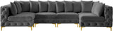 Tremblay Velvet Sectional Sofa - Luxurious Comfort with Modular Design & Gold Chrome Legs for Modern Homes