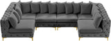 Tremblay Velvet Sectional Sofa - Luxurious Comfort with Modular Design & Gold Chrome Legs for Modern Homes