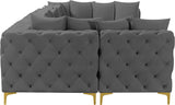 Tremblay Velvet Sectional Sofa - Luxurious Comfort with Modular Design & Gold Chrome Legs for Modern Homes