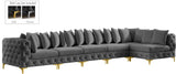 Tremblay Velvet Sectional Sofa - Luxurious Comfort with Modular Design & Gold Chrome Legs for Modern Homes