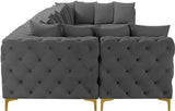 Tremblay Velvet Sectional Sofa - Luxurious Comfort with Modular Design & Gold Chrome Legs for Modern Homes