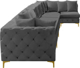 Tremblay Velvet Sectional Sofa - Luxurious Comfort with Modular Design & Gold Chrome Legs for Modern Homes