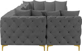 Tremblay Velvet Sectional Sofa - Luxurious Comfort with Modular Design & Gold Chrome Legs for Modern Homes