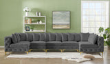 Tremblay Velvet Sectional Sofa - Luxurious Comfort with Modular Design & Gold Chrome Legs for Modern Homes