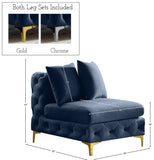Tremblay Contemporary Armless Chair with Deep Button Tufting and Stylish Modular Gold & Chrome Legs