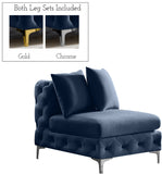 Tremblay Contemporary Armless Chair with Deep Button Tufting and Stylish Modular Gold & Chrome Legs