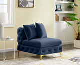 Tremblay Contemporary Armless Chair with Deep Button Tufting and Stylish Modular Gold & Chrome Legs