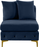 Tremblay Contemporary Armless Chair with Deep Button Tufting and Stylish Modular Gold & Chrome Legs