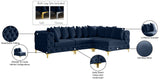 Tremblay Velvet Modular Sectional Sofa with Deep Tufting & Gold Chrome Legs for Modern Living Spaces