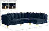 Tremblay Velvet Modular Sectional Sofa with Deep Tufting & Gold Chrome Legs for Modern Living Spaces
