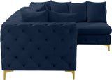 Tremblay Velvet Modular Sectional Sofa with Deep Tufting & Gold Chrome Legs for Modern Living Spaces
