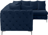 Tremblay Velvet Modular Sectional Sofa with Deep Tufting & Gold Chrome Legs for Modern Living Spaces
