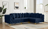 Tremblay Velvet Modular Sectional Sofa with Deep Tufting & Gold Chrome Legs for Modern Living Spaces