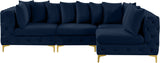 Tremblay Velvet Modular Sectional Sofa with Deep Tufting & Gold Chrome Legs for Modern Living Spaces