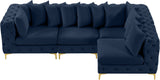 Tremblay Velvet Modular Sectional Sofa with Deep Tufting & Gold Chrome Legs for Modern Living Spaces