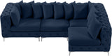 Tremblay Velvet Modular Sectional Sofa with Deep Tufting & Gold Chrome Legs for Modern Living Spaces
