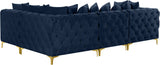 Tremblay Velvet Modular Sectional Sofa with Deep Tufting & Gold Chrome Legs for Modern Living Spaces