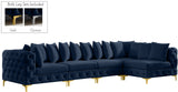 Tremblay Velvet Modular Sectional Sofa with Deep Tufting & Gold Chrome Legs for Modern Living Spaces