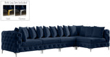 Tremblay Velvet Modular Sectional Sofa with Deep Tufting & Gold Chrome Legs for Modern Living Spaces