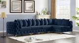 Tremblay Velvet Modular Sectional Sofa with Deep Tufting & Gold Chrome Legs for Modern Living Spaces