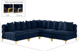 Tremblay Velvet Modular Sectional Sofa with Deep Tufting & Gold Chrome Legs for Modern Living Spaces