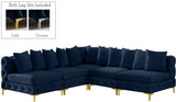 Tremblay Velvet Modular Sectional Sofa with Deep Tufting & Gold Chrome Legs for Modern Living Spaces