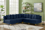 Tremblay Velvet Modular Sectional Sofa with Deep Tufting & Gold Chrome Legs for Modern Living Spaces