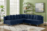 Tremblay Velvet Modular Sectional Sofa with Deep Tufting & Gold Chrome Legs for Modern Living Spaces