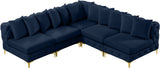 Tremblay Velvet Modular Sectional Sofa with Deep Tufting & Gold Chrome Legs for Modern Living Spaces