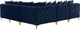 Tremblay Velvet Modular Sectional Sofa with Deep Tufting & Gold Chrome Legs for Modern Living Spaces