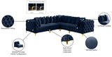 Tremblay Velvet Modular Sectional Sofa with Deep Tufting & Gold Chrome Legs for Modern Living Spaces