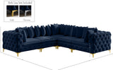 Tremblay Velvet Modular Sectional Sofa with Deep Tufting & Gold Chrome Legs for Modern Living Spaces