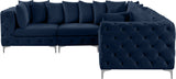 Tremblay Velvet Modular Sectional Sofa with Deep Tufting & Gold Chrome Legs for Modern Living Spaces