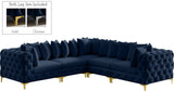 Tremblay Velvet Modular Sectional Sofa with Deep Tufting & Gold Chrome Legs for Modern Living Spaces