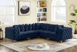Tremblay Velvet Modular Sectional Sofa with Deep Tufting & Gold Chrome Legs for Modern Living Spaces