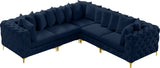 Tremblay Velvet Modular Sectional Sofa with Deep Tufting & Gold Chrome Legs for Modern Living Spaces
