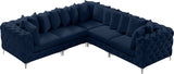 Tremblay Velvet Modular Sectional Sofa with Deep Tufting & Gold Chrome Legs for Modern Living Spaces