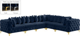 Tremblay Velvet Modular Sectional Sofa with Deep Tufting & Gold Chrome Legs for Modern Living Spaces