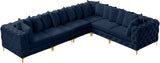 Tremblay Velvet Modular Sectional Sofa with Deep Tufting & Gold Chrome Legs for Modern Living Spaces
