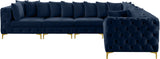 Tremblay Velvet Modular Sectional Sofa with Deep Tufting & Gold Chrome Legs for Modern Living Spaces